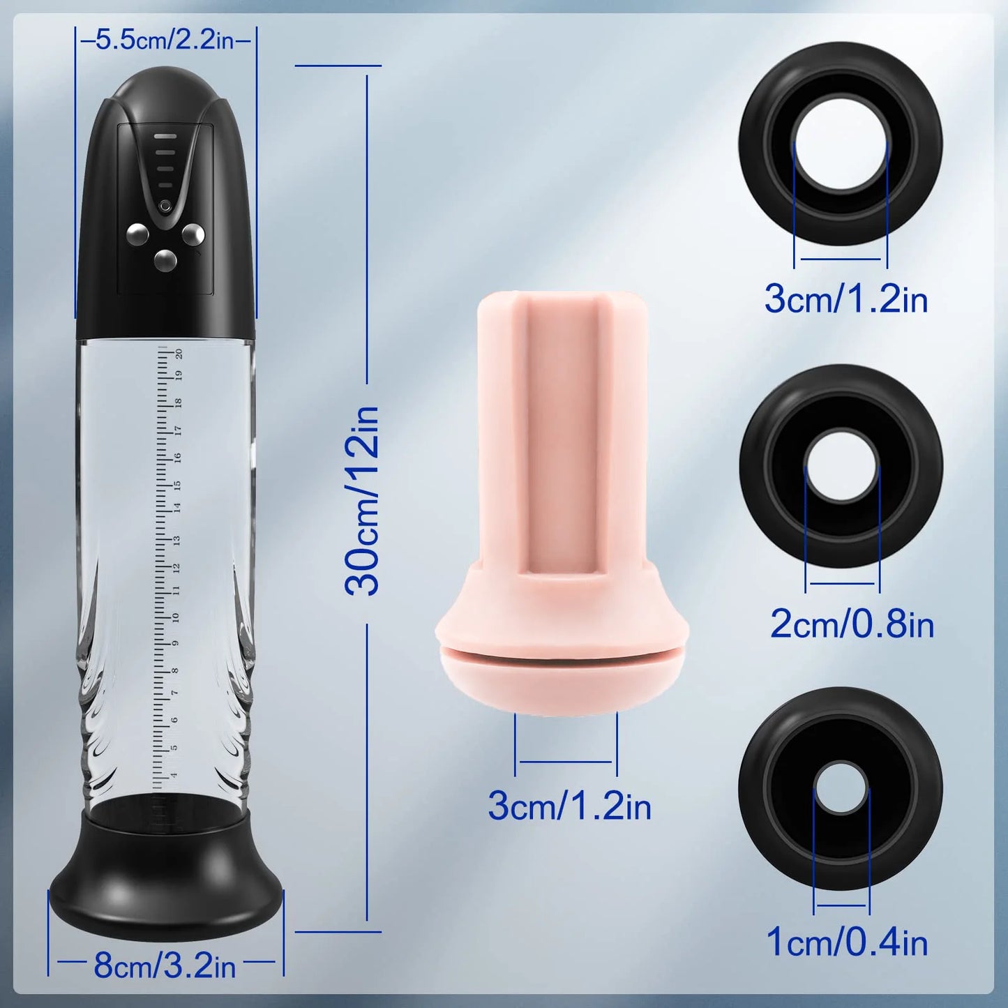 Adult 30cm Eectric Penis Pump with Pocket Pusssy Penis Automatic Enlargement Extender Vacuum Male Masturbator Adult Sex Tooys for Man