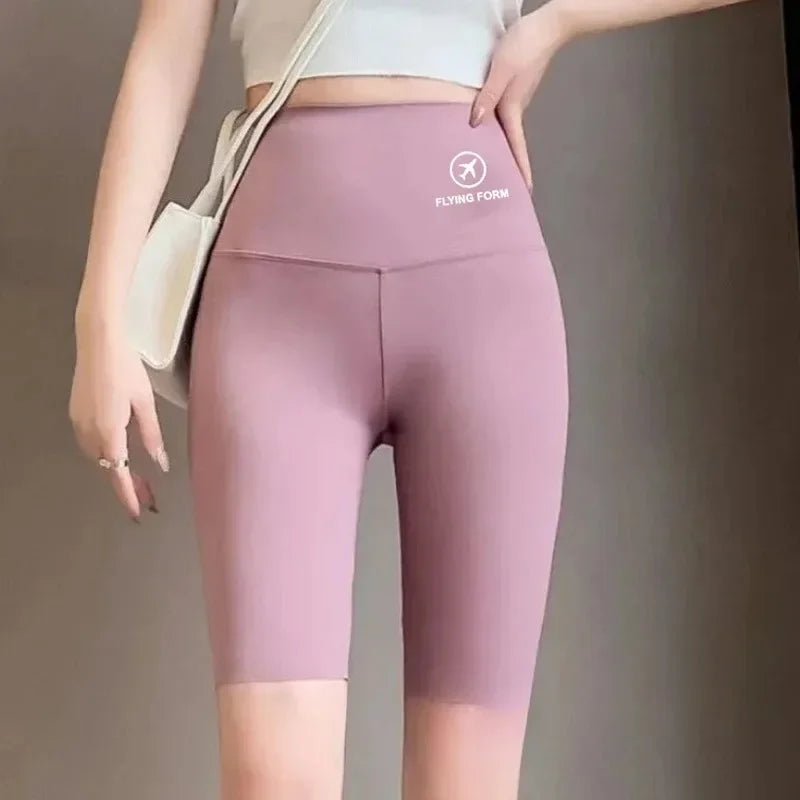 NEW Arrivals 4PCS Set 5 Colors Women's Summer Shark Bottom Pants Riding Running Sports Shorts Elastic Yoga Pants High Waisted Hip Lifting Women Sports Apparel Sets