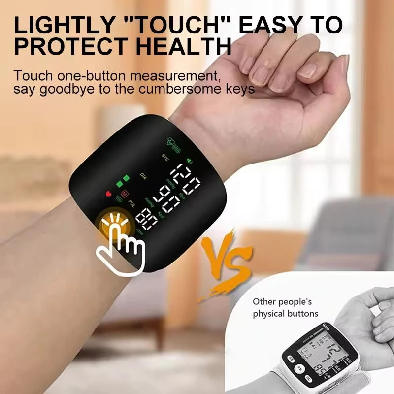 NEW Arrivals English Voice Portable LED Wrist Blood Pressure Monitor Portable Rechargeable Digital Tonometer Sphygmomanometer BP Monitor Health Care Supplies
