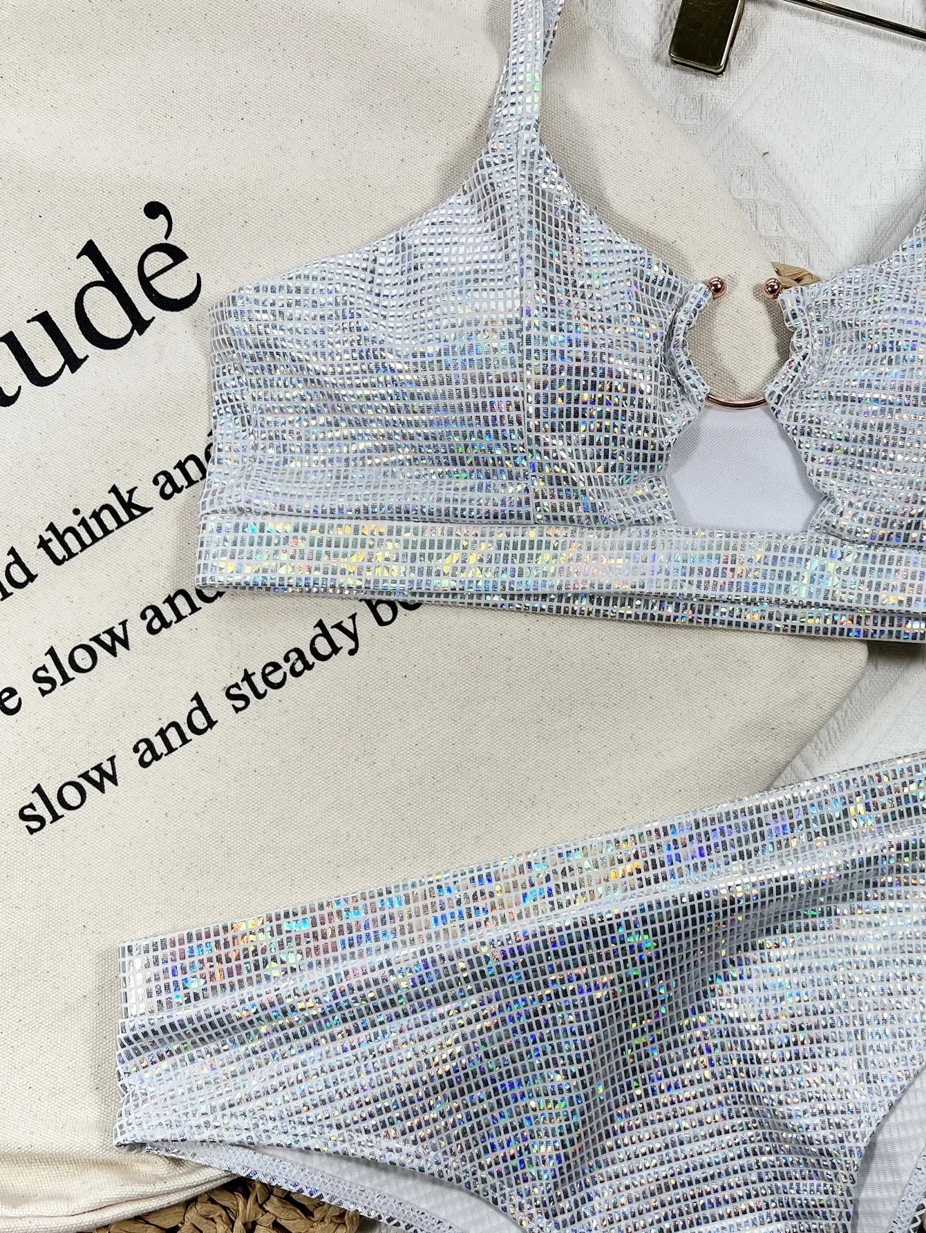 Bikinis Set New Sequins Women's Swimwear Sexy Push Up Swimsuit High Waist Brazilian Bathing Suit Biquini Monokini Beachwear