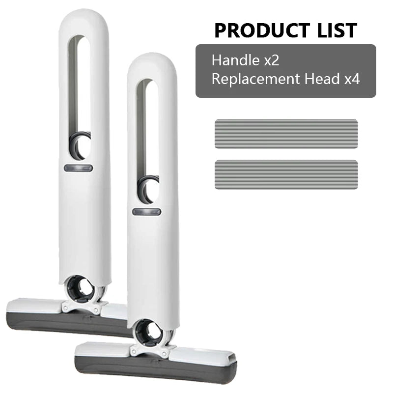 NEW Arrivals 2PCS + 3 Replacement Head Set Mini Mop Self Squeeze Mop Powerful Folding Household Clean Tools No Hand Wash Strong Absorbent Mop for Bathroom Kitchen Desktop