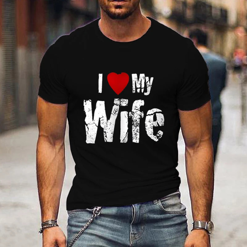 NEW Arrivals S-4XL I Love My Wife I Love My Husband Matching T-Shirt Men Women Vintage Fashion Trend Wife Husband Tee Honeymoon Sweet Lovers T-Shirt