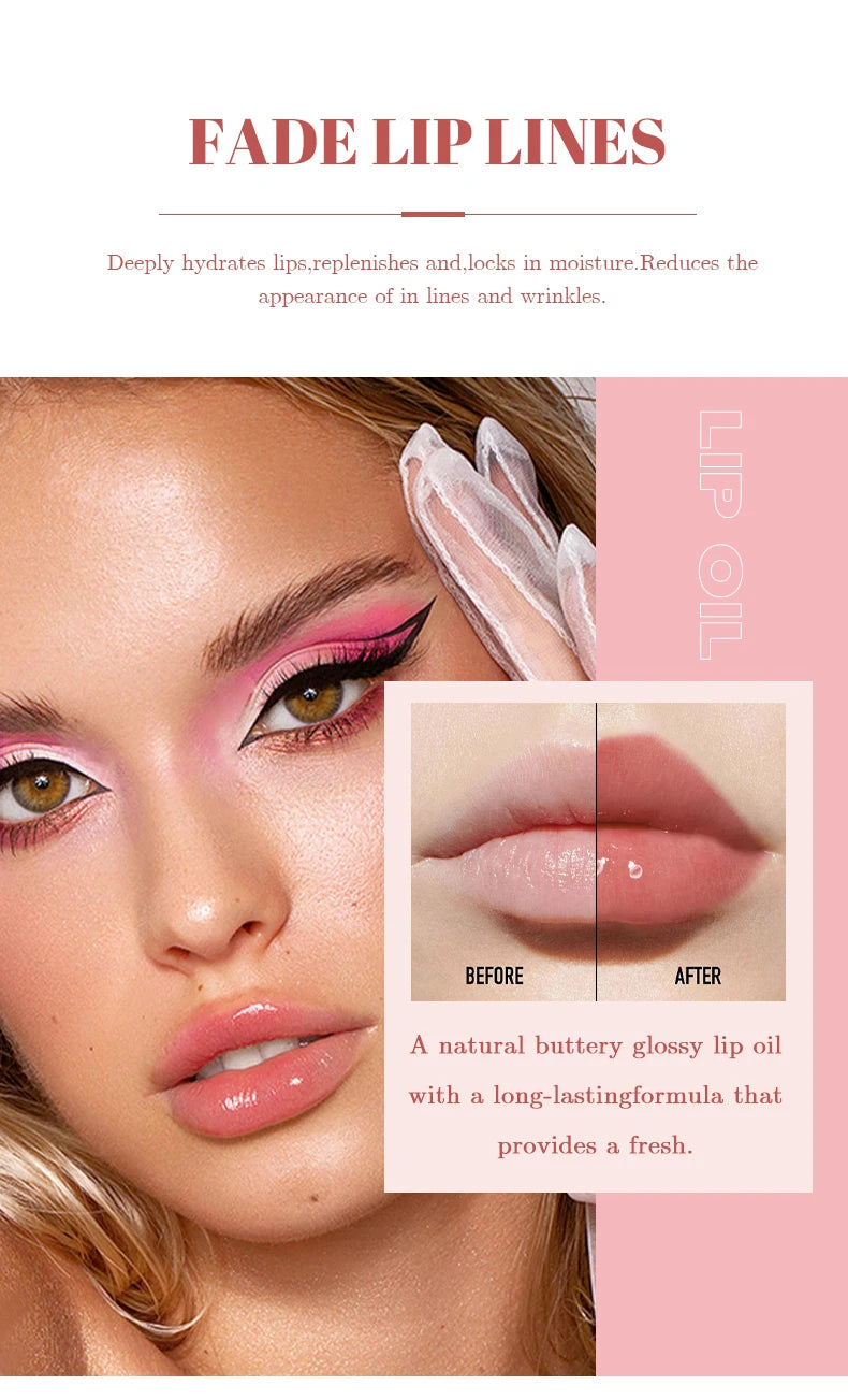 NEW Arrivals 6PCS Set Korean Small Bottle Hydrating Jelly Lip Oil Long-Lasting Moisturizing Smooth Shimmering Lip Hydrating Liquid Korean Skin Care Products