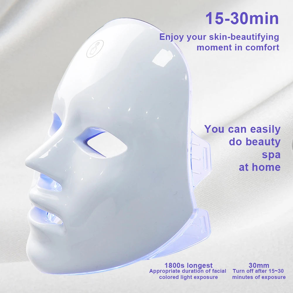 NEW Arrivals 7 Colors LED Facial Mask Photon Therapy Face Skin Care Mask Anti Acne Therapy Skin Rejuvenation Wrinkle Removal Face Beauty Mask Ladies Home Beauty Salon SPA Accessories