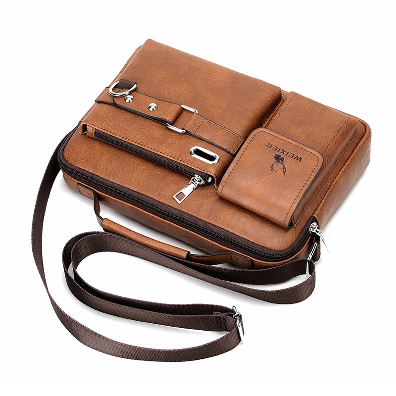 Leather Fashion Men's Shoulder Bag Portable Leather Handbag Business Briefcase Travel Man Crossbody Bags Brand High Quality Men Bags