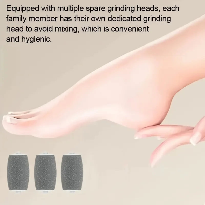 NEW 3 Heads Set Rechargeable Electric Foot Grinder for Thick Faux Leather USB Personal Care Tool with Interchangeable Heads Grooming Tool