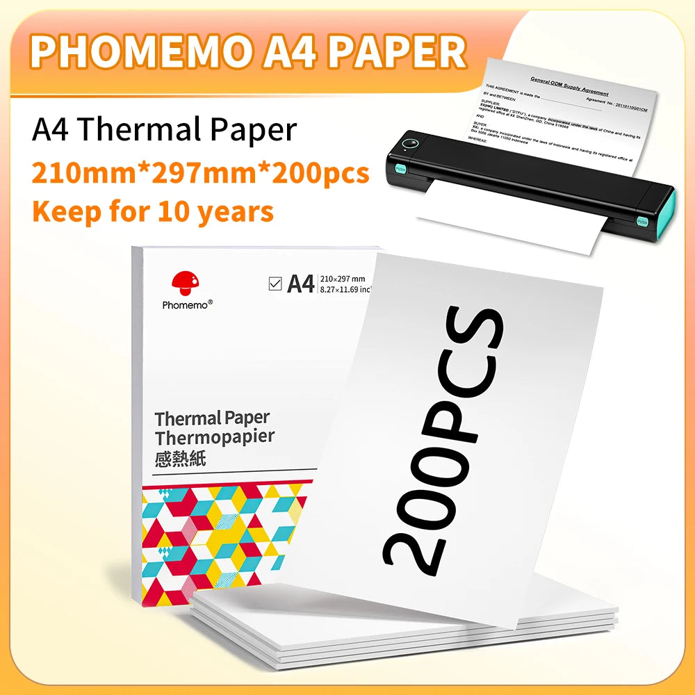 NEW Arrivals 100-200PCS Set Original PHOMEMO Thermal Printer Paper 8.5 x 11 Inch, Advanced Thermal Printing, Thermal Paper Compatible with M08F-Letter, M832, M834 Tattoo Photos