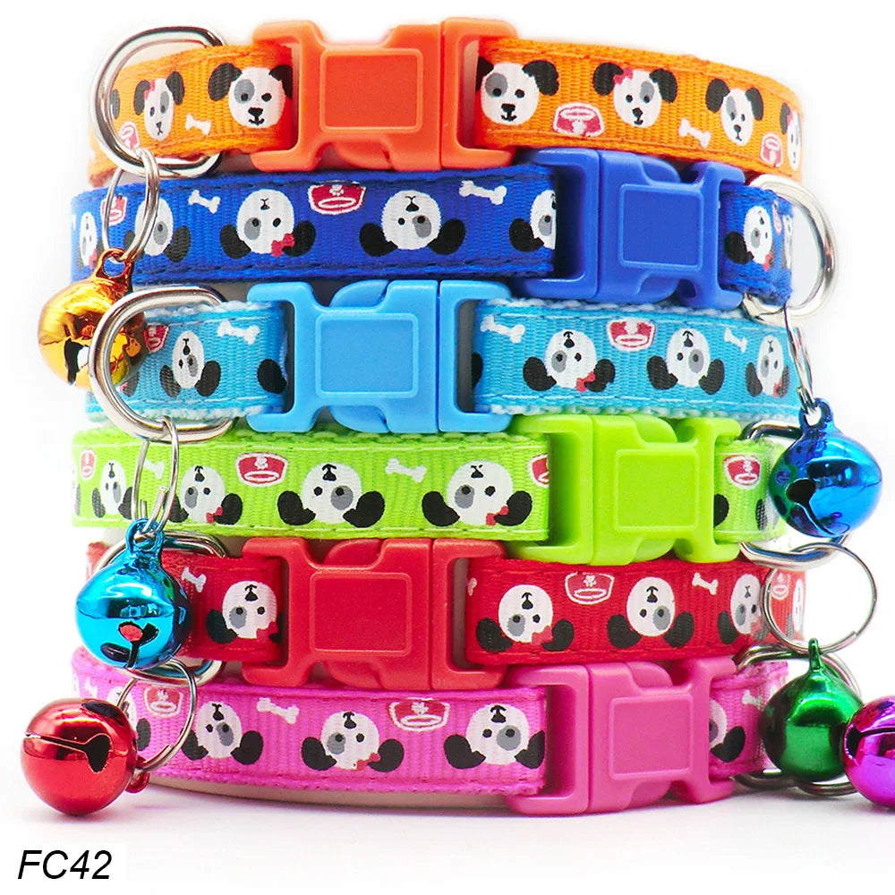 NEW 100PCS Set Dog Collar With Bells Adjustable Customize Necklace Puppy Kitten Collar Accessories Pet Shop Products Rabbit Cats Neck Strap Collar Pets Safety Supplies