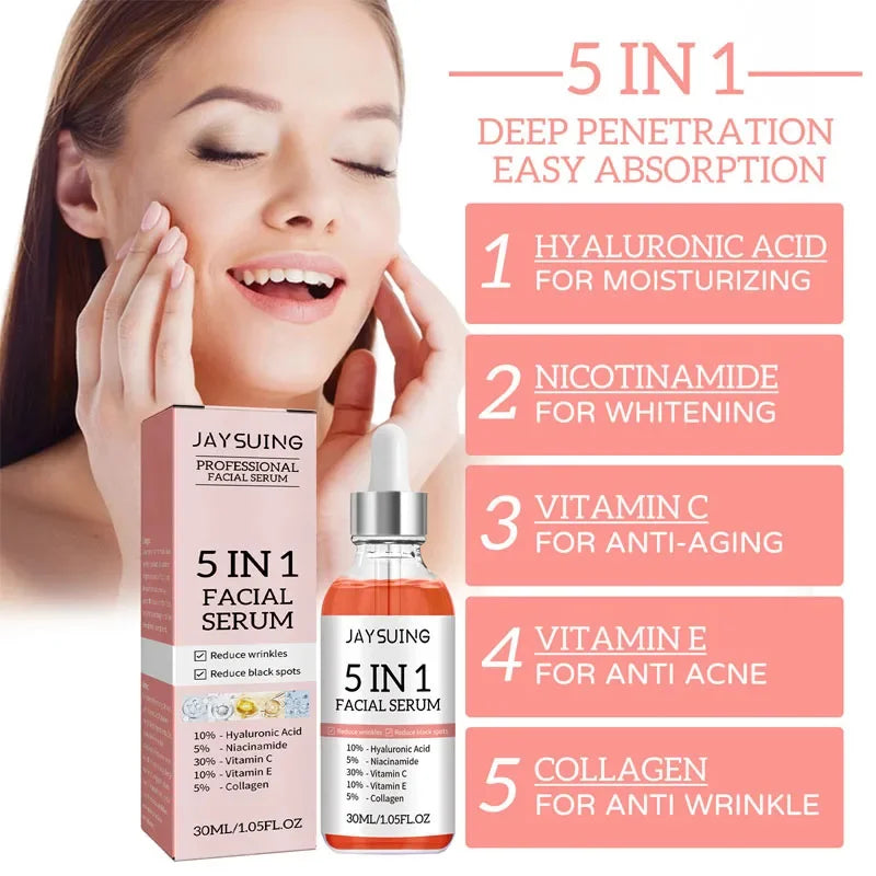 Hyaluronic Acid Wrinkle Remover Serum Niacinamide Fade Dark Spot Shrink Pores 5 In 1 Whitening For Moisturizing Face Skin Care