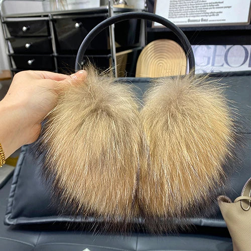 New Winter Real Fox Fur Earmuffs 14 Colors for Women Natural Fox Fur Scarves Dual use Genuine Warmer Plush Earmuff Outdoor Solid Fur Scarf