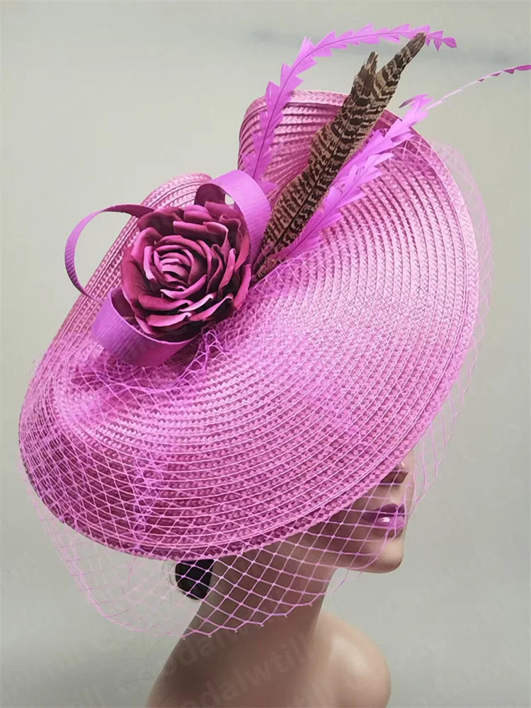 NEW Arrivals 16 Colors Straw Flower Fascinators Hat Veils Pillbox Cap Women Formal Dress Wedding Headpiece With Flower Chapeau Cap Tea Party
