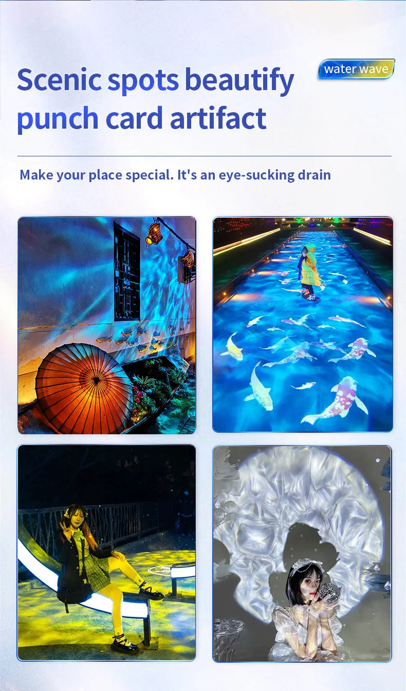 NEW 160W Waterproof Outdoor Water Wave Ocean Wave Light Water Wave Effect Projector with Gobo Projector Home Outdoor Decoration Supplies