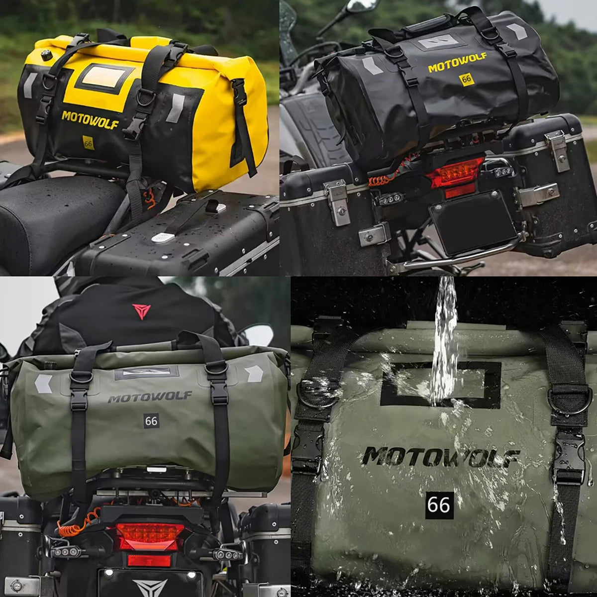 Universal Bicycle Motorcycle Waterproof Tail Bags Back Seat Bags Cycling Camping Travel Bag Motorbike Scooter Sport Luggage Pack 66L 40L
