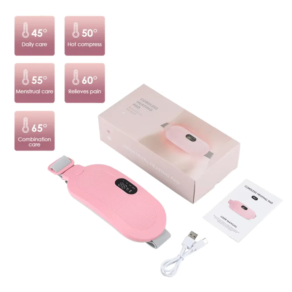 NEW Electric Heating Pad Menstrual Cramp Massager Belt Women Period Care Hot Compress Device Vibration Abdominal Ulter Warmer Belt Women Personal Care Health Care Hygiene Supplies