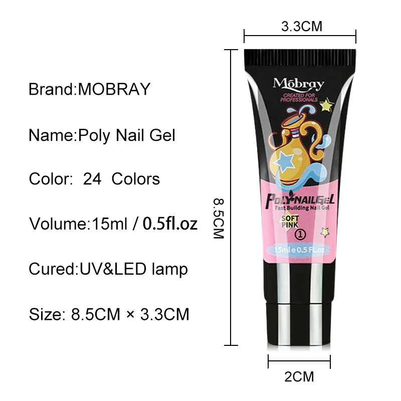 Poly UV Gel Kit All for Manicure Gel Nail Extension Set Slip Solution Builder Acrylic Gel Polish Nail Art Tool Design Fingertips