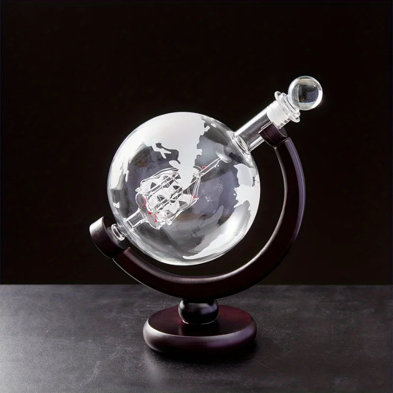 NEW Arrivals Wine Whiskey Decanter Set Globe Wine Aerator Glass Sets Inside Pure Crystal with Fine Wood Stand Liquor Decanter for Vodka Cup Bar Accessories