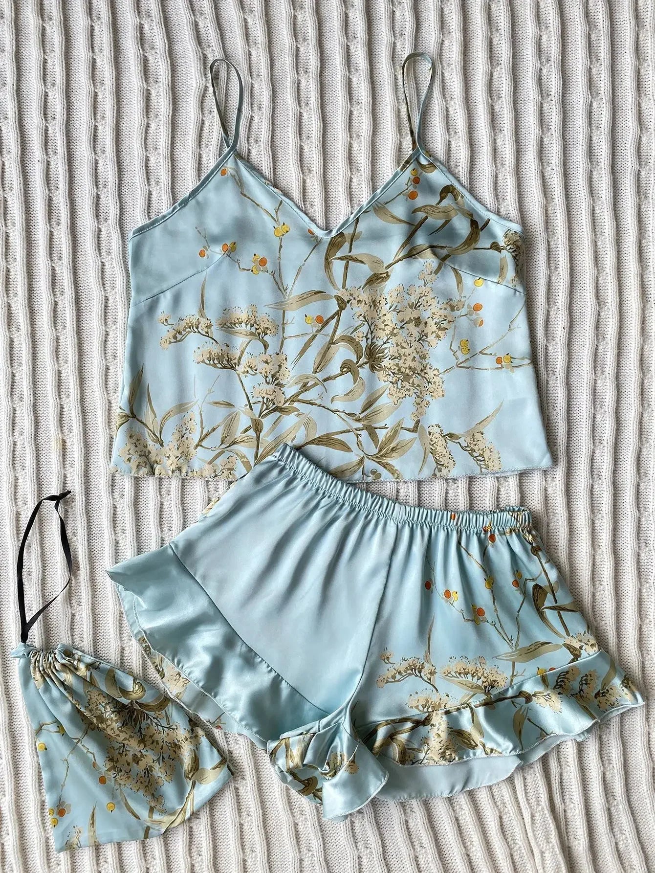 NEW Arrivals 2PCS Set S-XL 5 Colors Summer Fashion Sexy Silk Luxury Pajamas Set Short Pants Home Clothes Set V-Neck Sleeveless Women's Sleepwear Suit