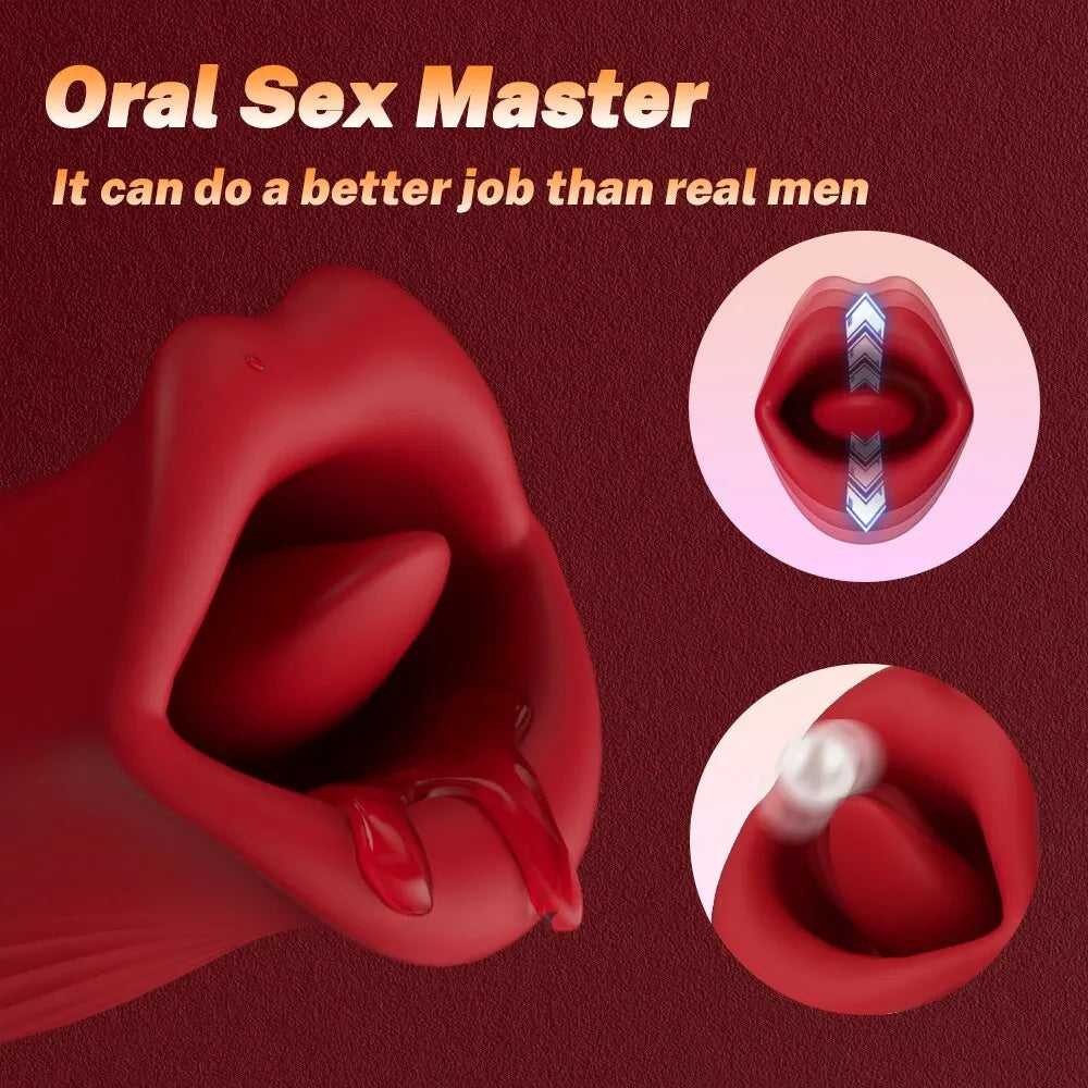 Powerful Thrusting Sucking Dildo Vibrator for Women Tongue Licking Clitoris Sucker Oral Nipple Stimulator Egg Sex Toys for Adult