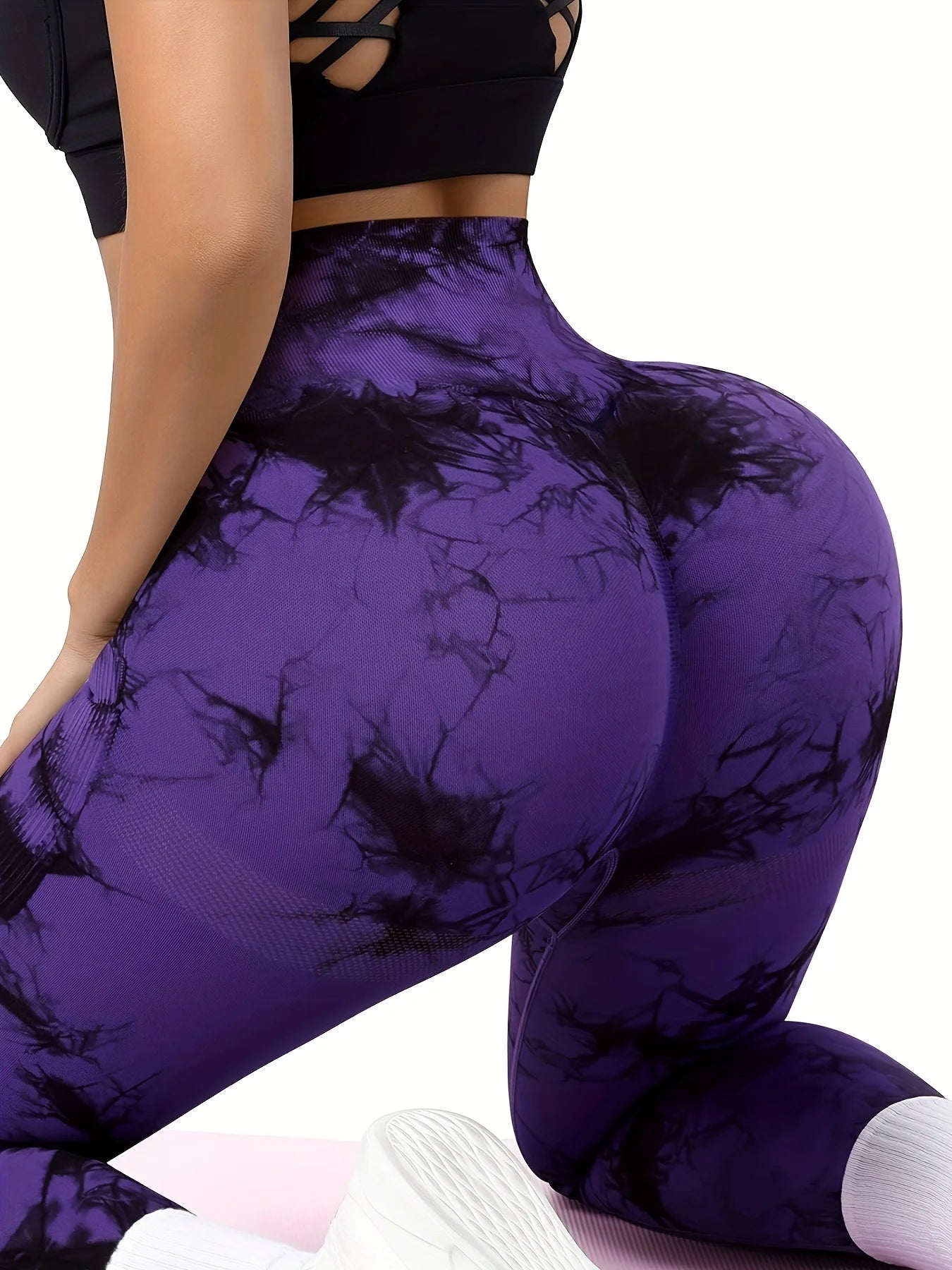 NEW Arrivals 3PCS Set Tie Dye Seamless High Waisted Leggings - Tummy Control Scrunch Butt Lifter - Women Yoga Gym Fitness Pants Outdoor Running Hiking Leggings Ladies Sports Clothing Sets
