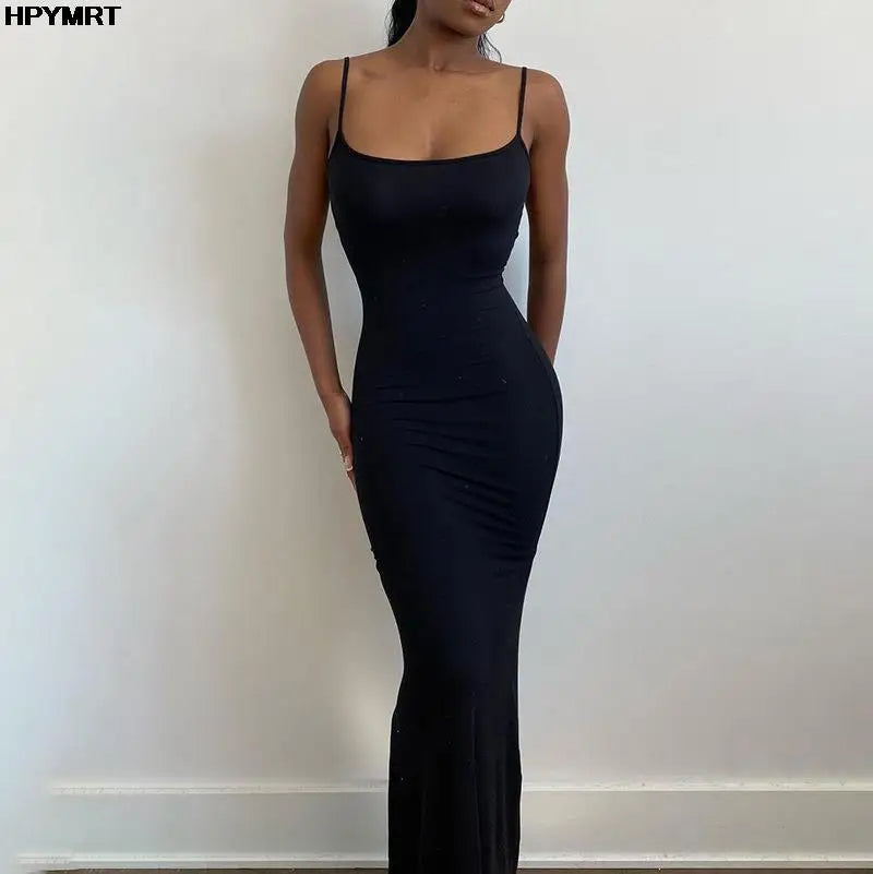 NEW Arrivals 8 Colors Satin Slip Sleeveless Backless Slim Sexy Maxi Dress Spring Women Party Y2K Concise Bodycon Elegant Dresses Female Clothing Summer Evening Beach Party Dress