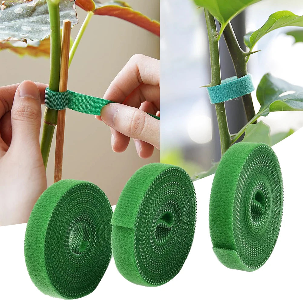 3PCS Rolls Green Garden Twine Plant Ties Nylon Plant Bandage Garden Hook Loop Bamboo Cane Wrap Support Garden Accessories