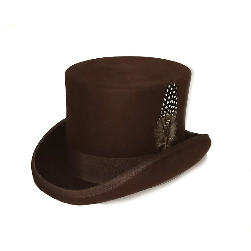 NEW Arrivals British President Men Luxury Top Hat Presidential High Hat British jazz Top Multi-Colors Hats Gentleman Evening Wedding Party Flat Felt Hat Formal Tuxedos Costume Apparel Accessories Male Luxury Fashion Clothing