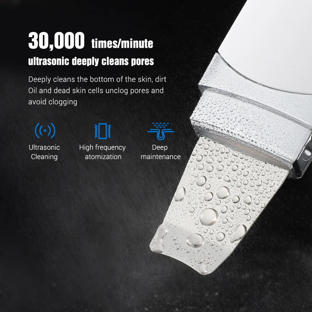 New Ultrasonic Skin Scrubber Facial Spatula Blackhead Remover Deep Face Cleaning Lift Machine Peeling Shovel Pore Cleaner