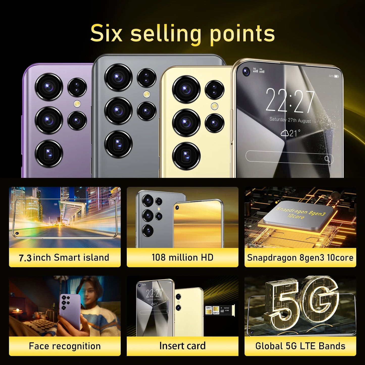 NEW S25 Ultra Smartphone 7.3 HD Screen 16G+1T 6800mAh Android13 Celular 5G Dual Sim Face Unlocked Original Mobile Phone