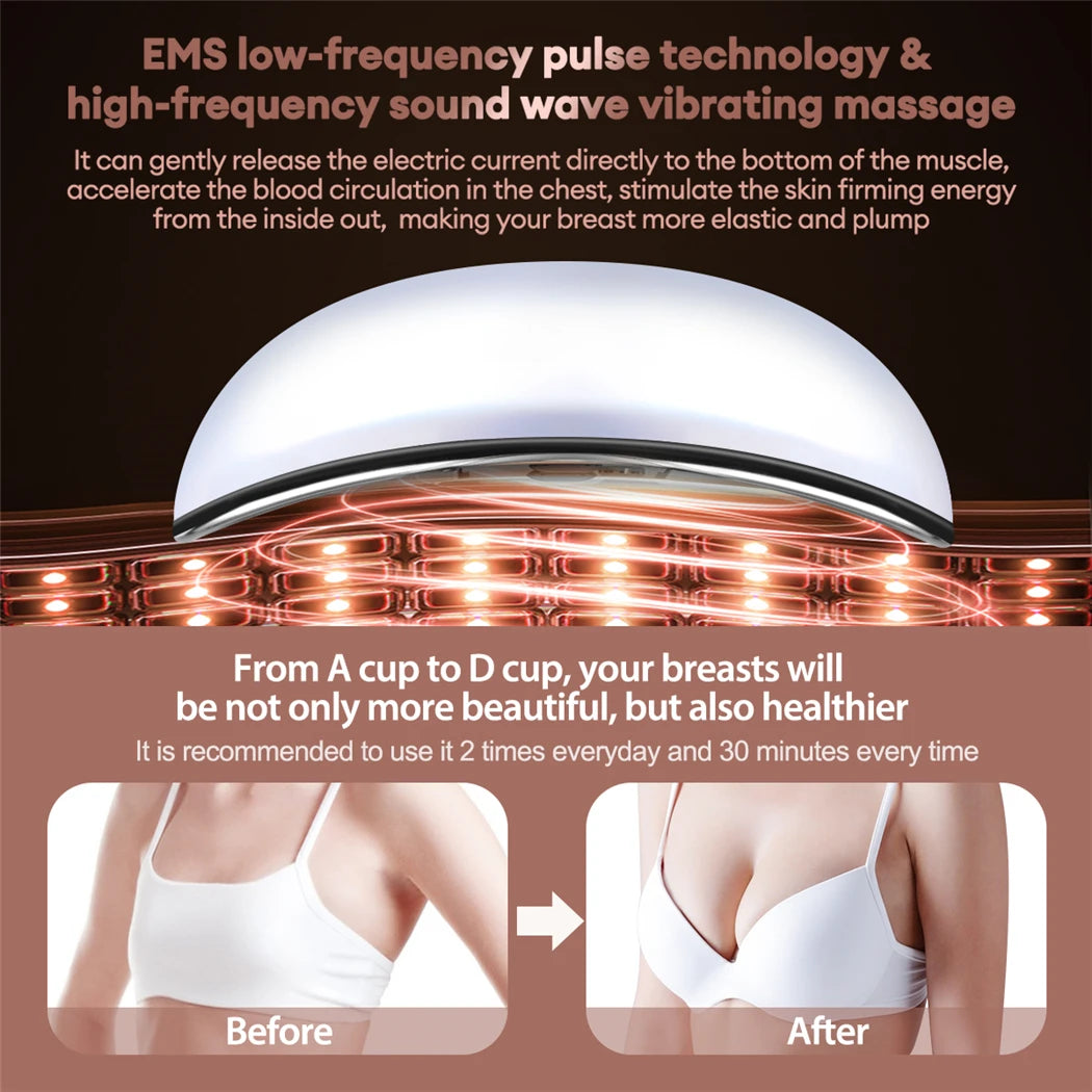 CkeyiN Electric Breast Massager EMS Pulse Bust Lift Enhancer Wireless Sonic Vibration Breast Enlargement Bra Anti-Chest Sagging