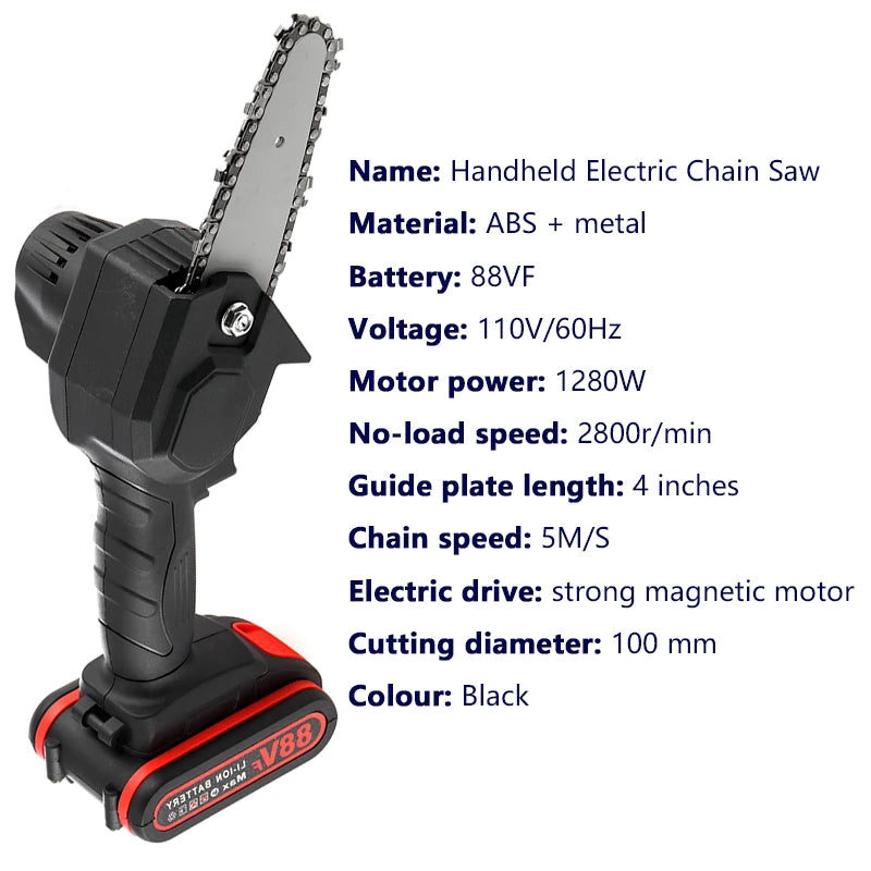 10Pcs/Set Portable Mini Electric Saw Fruit Tree Cordless Electric Garden Scissors Rechargeable Tools Scissors And 4inch Chainsaw