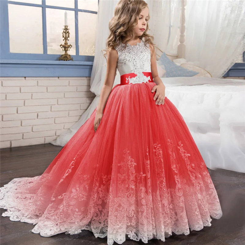 Luxury Summer Wedding Birthday Evening Party Girls Dress Long Bridesmaid Kids Dresses For Girls Children Princess Dress Party Wedding Dress 3/14 Years Old Children Luxury Fashion Apparel Supplies