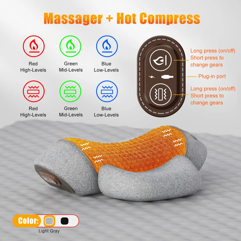 NEW Arrivals 3 Function Electric Neck Massager Cervical Pillow Hot Compress Vibration Massage Neck Traction Relax Pillow Spine Support Massager Pillow