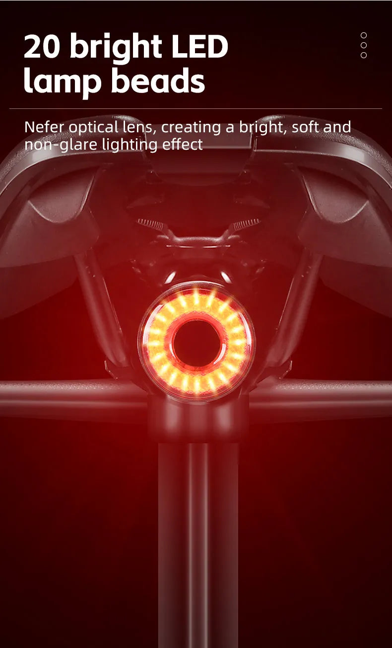 NEW 500mAH Bike Smart Induction Taillight Bright LED Lamp Beads Rear Light MTB Road Bike Waterproof Aluminum Alloy Tail Light Bicycle Lighting Accessories Sports Supplies