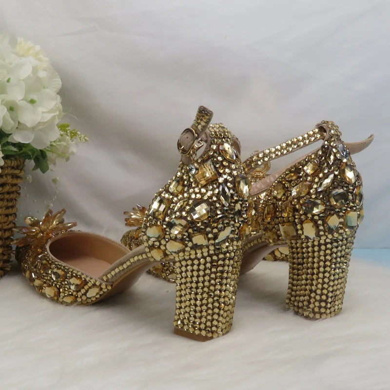 Low-Price Sales are Limited NEW Luxury Champagne Gold Wedding Shoes and Purse Set Women Bridal Fashion High Pumps Party Shoe and Bag Ankle Strap Ladies Luxury Fashion Apparel Accessories Clothing Supplies