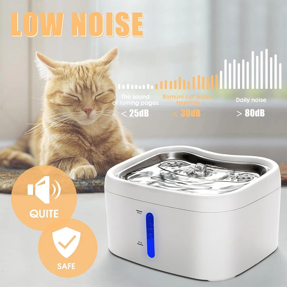 NEW Arrivals TUYA APP Cat Water Fountain 84 OZ/2.5L Automatic Fountain Dog Water Fountain Suitable For Stainless Steel Pets Drinking Bowl Pets Supplies