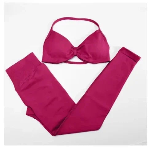 NEW Arrivals 10 Colors Women Gym Breathable Fashion Yoga Fitness Clothes Hip Pants Tie Bra Comfortable Sports Pilates Fitness Set