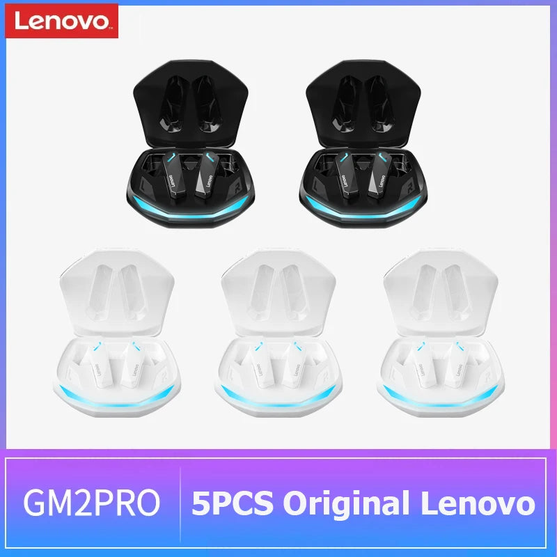 NEW Arrivals 5 PCS Set Original Lenovo GM2 PRO TWS Wireless Headphones Bluetooth 5.3 Earphones Touch Control HD Earbuds Sports Headphone with Mic