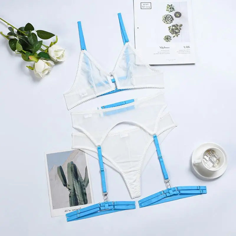 Plus Size Lace Bra Sets Sexy Lingerie For Women Thin Breathable Comfortable Babydoll Dress Underwear Set Exotic Intimate Clothin