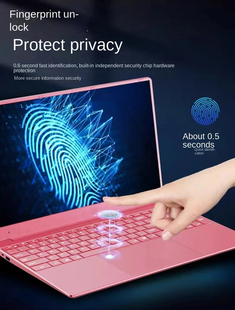 Notebook Brand New Pink Woman Laptop Windows 11" 10 Office Education Gaming 15.6“10th Gen Intel Celeron J4125 12G RAM 1T Dual WiFi Narrow Side Computer Laptops Supplies Electronics Accessories Devices Products