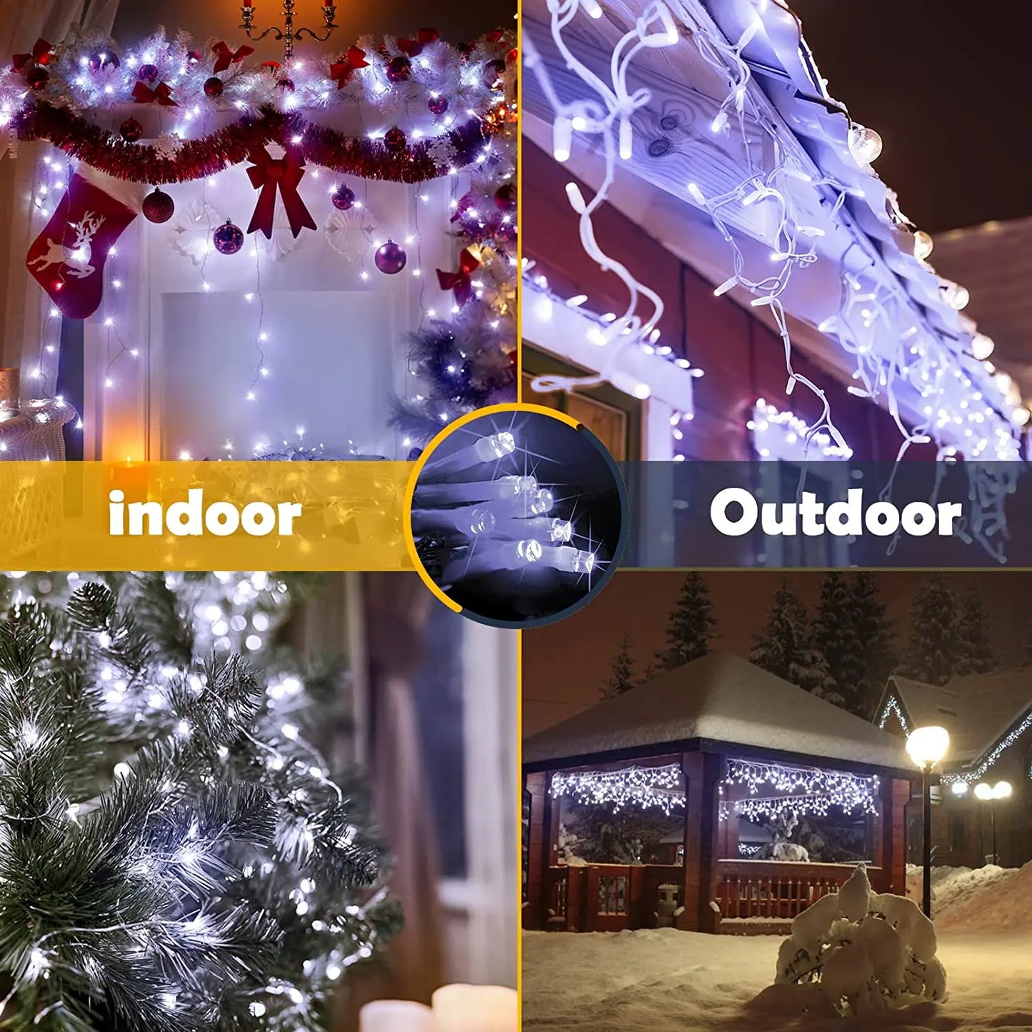 NEW 5-8PCS Set RGB-Warm White-White Led Icicle String Lights 4M Street Garland On The House 8 Modes Christmas Lights Outdoor For New Year Christmas Decoration Home Outdoor Holiday Lighting Supplies