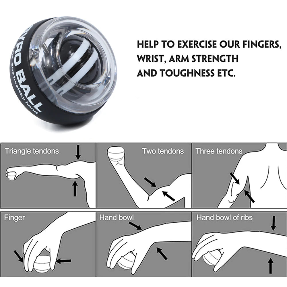 NEW Self-Starting Wrist Gyro Ball Power Trainer Ball Wrist Strengthening Device Forearm Exerciser Strengthen Arms Fingers Muscles Sports Accessories