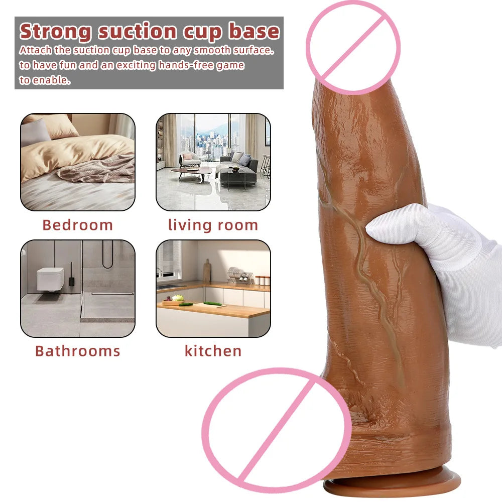 Adult 33*7.5CM Huge Real Skin Realistic Dildo Soft Silicone Penis Suction Cup Cock Big Dick Sex Toys for Women Vaginal Fast Orgasm