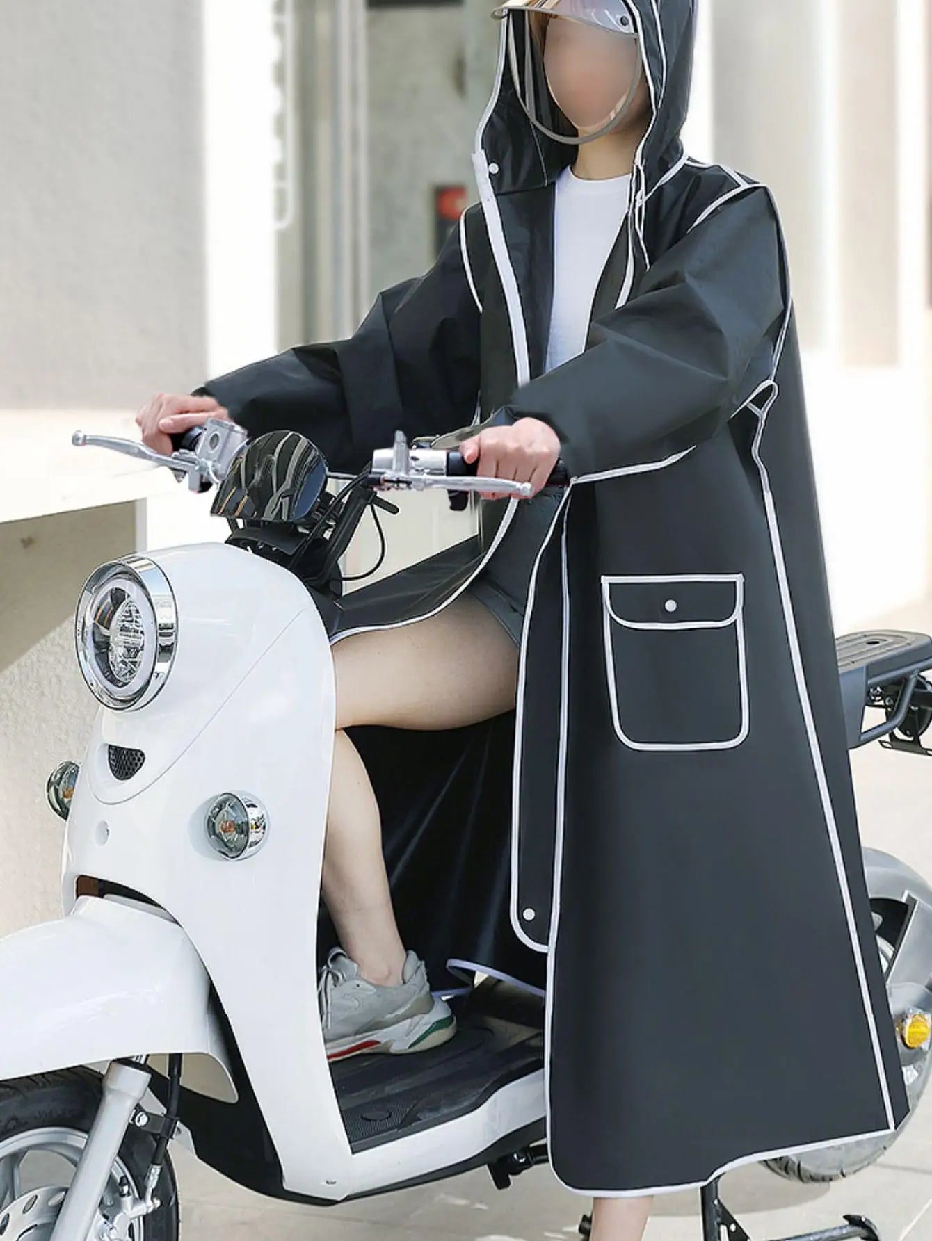 Long raincoat full body rainstorm proof electric bicycle single female male fashion student battery bike adult poncho