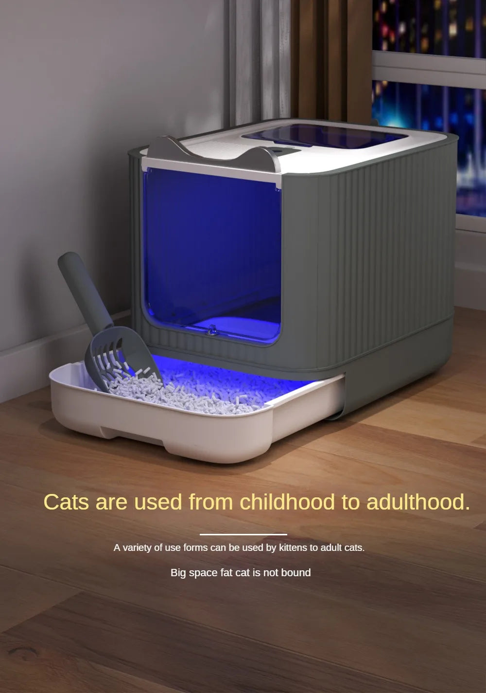 44.5CM X 37.5CM Cat Litter Basin Oversized Splash-Proof Fully Enclosed Cat Toilet Sterilization Deodorant Drawer Cat Litter Basin Pets Cleaning Supplies