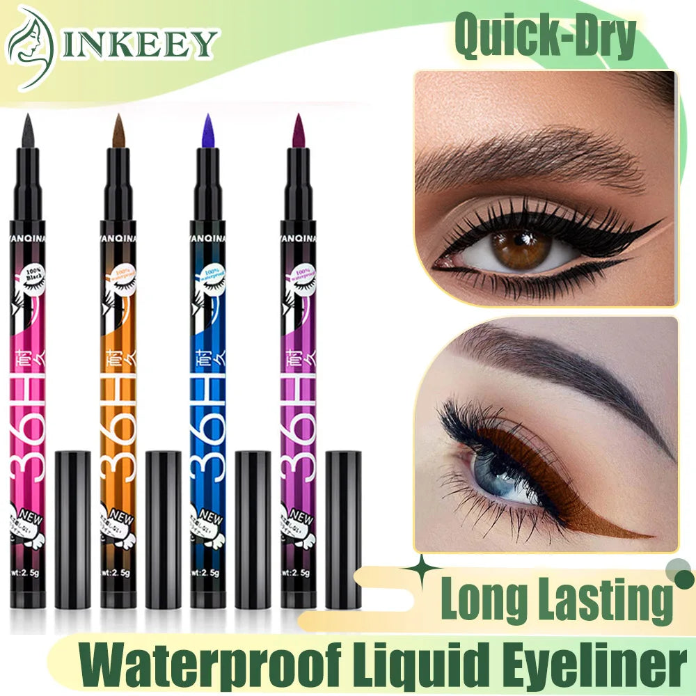 Liquid Eyeliner Quick-Dry Waterproof Eyeliner Pencil 36H Long-Lasting Black Liquid Eye Liner Pen Makeup Cosmetics Tool Beauty