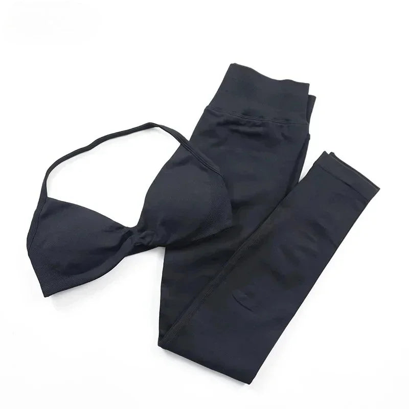 NEW Arrivals 10 Colors Women Gym Breathable Fashion Yoga Fitness Clothes Hip Pants Tie Bra Comfortable Sports Pilates Fitness Set