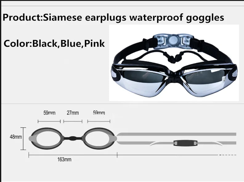 NEW 3 Colors Set Adult Swimming Goggles High-Definition Men and Women Professional Waterproof Earplugs Swimming Water Pool Beach Swim Goggles Water Sports Supplies