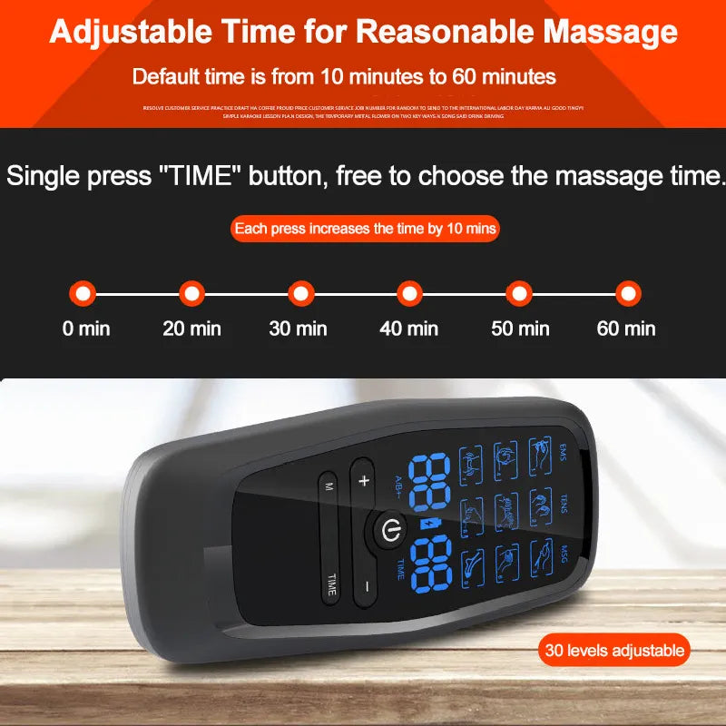 EMS Muscle Electrostimulator Tens Unit Low Frequency Pulse Body Relaxing Massage Digital Meridian Physiotherapy Pain Relief