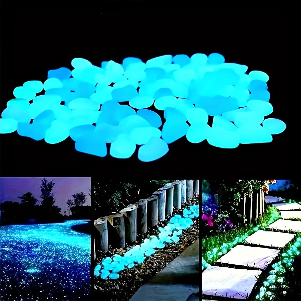 NEW 100PCS Set Glow In The Dark Pebbles, Resin Luminous Stones For Landscape, Garden Paths, Potted Plants, Parks, Aquarium Decor, Home Outdoor Garden Supplies