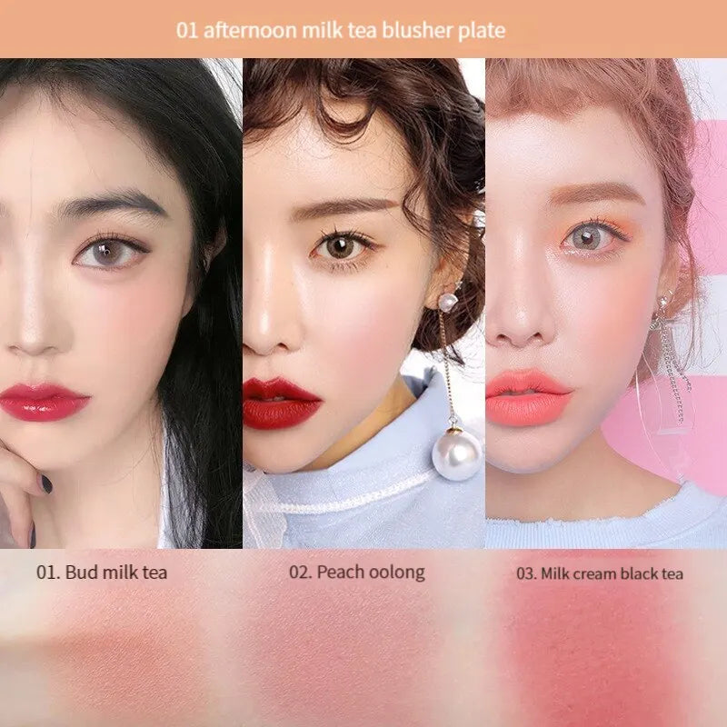 Three Color Cheek Red Plate Nude Makeup Natural Matte Milk Tea Orange Eye Shadow Makeup Lasting High Color Rendering Invisible